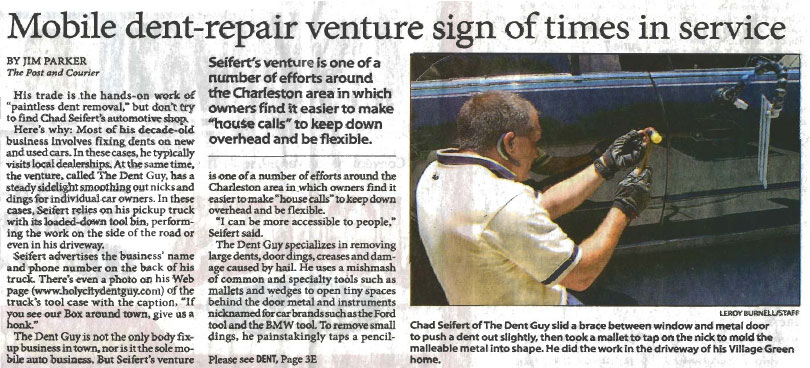 Paintless dent repair-Post & Courier article